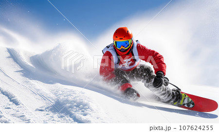 Snowboarder's Dynamic Carves Through Snow: An...のイラスト素材 [107624255] - PIXTA