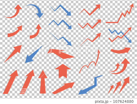 下降・上昇する矢印のベクターイラストセット 下降・上昇する矢印のベクターイラストセット 107624880