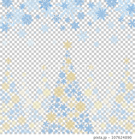 雪の結晶クリスマスツリー_青金・背景透過_正方形4 雪の結晶クリスマスツリー_青金・背景透過_正方形4 107624890