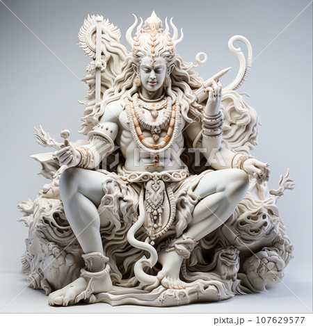 Shiva Hindu Deity Statue in Sacred Temple India, Generative Ai 107629577