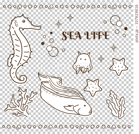 海の動物シンプルセット 107629816