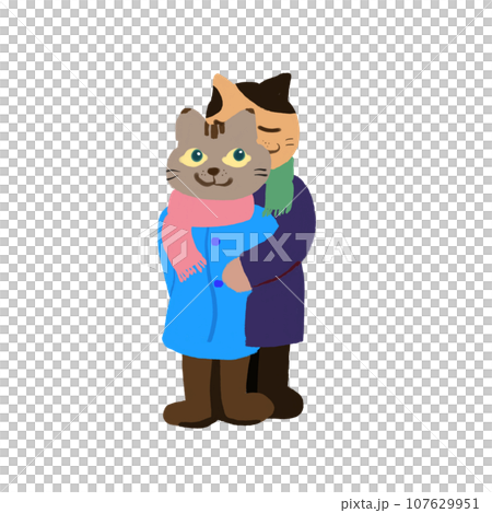 Warm season (couple of cats cuddling) 107629951
