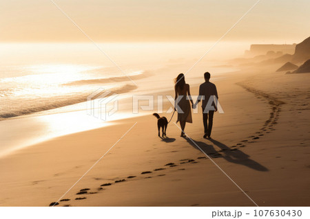 Beachside Bonding with Beloved Pooch 107630430