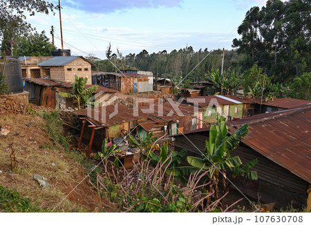 Kenyan slums in Nairobi, Africa 107630708
