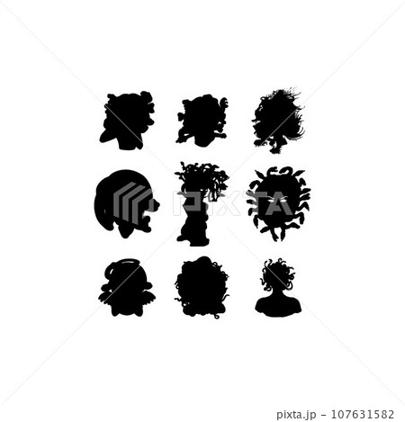 woman snake set collection icon logo 107631582