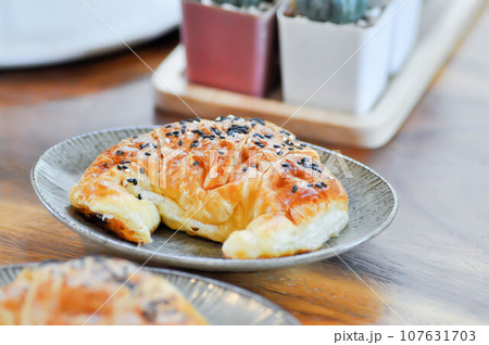 croissant ,French croissant or sesame croissant or French bread croissant ,French croissant or sesame croissant or French bread 107631703