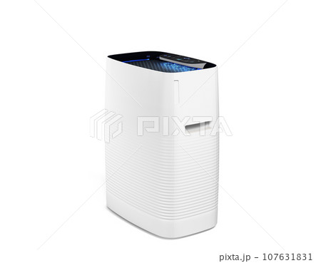 Modern air cleaner perspective view 3d render on white 107631831