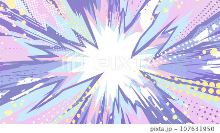 アメコミ風の爆発の背景イラスト_紫_16:9 アメコミ風の爆発の背景イラスト_紫_16:9 107631950