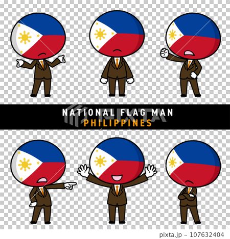 フィリピンの国旗を擬人化したキャラクターセット 107632404