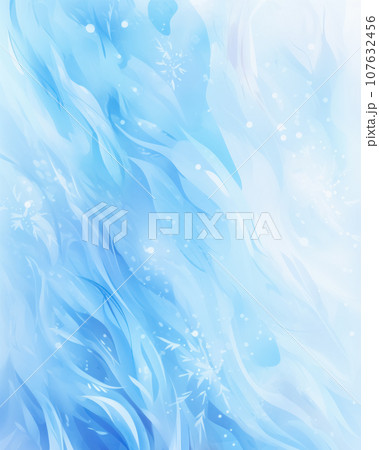 Abstract by gradient blue and white background with pained acrylic pattern in the form of graceful waves. Generative AI 107632456