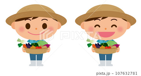 農家の男性と収穫物 農家の男性と収穫物 107632781