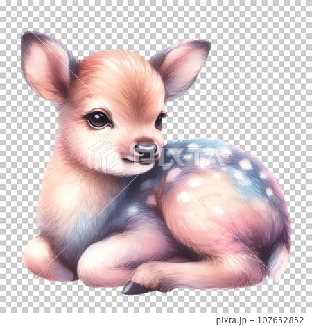 Cute little fawn. Digital art painting. Cute little fawn. Digital art painting. 107632832