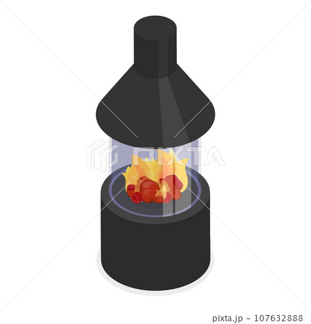 3D Isometric Flat Vector Set of Fireplaces. Item 1 3D Isometric Flat Vector Set of Fireplaces. Item 1 107632888