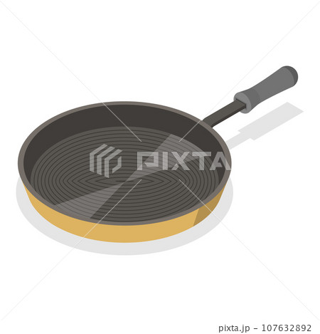 3D Isometric Flat Vector Set of Frying Pans. Item 1 107632892