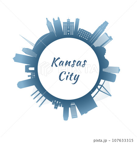 Kansas City skyline with colorful buildings. Kansas City skyline with colorful buildings. 107633315