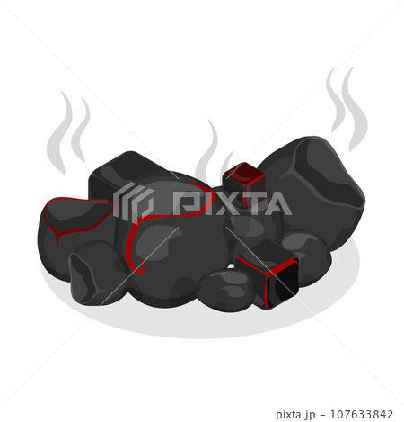 3D Isometric Flat Vector Set of Burning Charcoals. Item 1 107633842