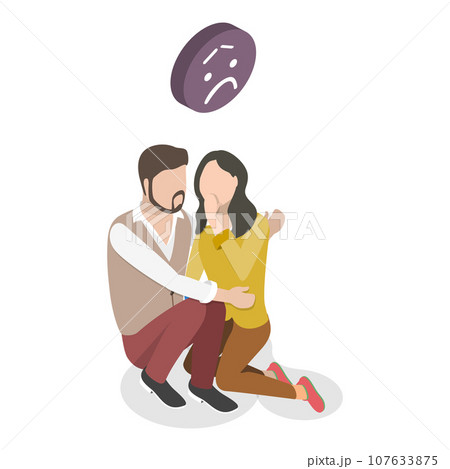 3D Isometric Flat Vector Set of Frightened People. Item 3 3D Isometric Flat Vector Set of Frightened People. Item 3 107633875