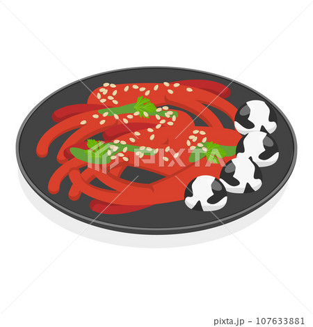 3D Isometric Flat Vector Set of Korean Food. Item 3 3D Isometric Flat Vector Set of Korean Food. Item 3 107633881