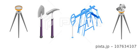 Geology and Earth Exploration Scientific Geological Tools Vector Set 107634107