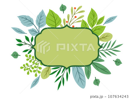 Background of sprigs with green leaves. Decorative natural plants. Background of sprigs with green leaves. Decorative natural plants. 107634243