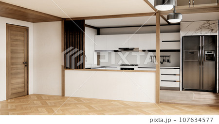 Mockup Muji kitchen room japanese style minimal interior. 107634577