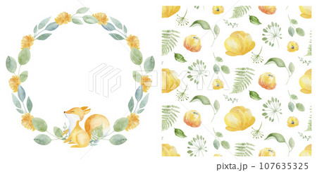 Baby frame template and seamless pattern for kids. A set of watercolor children's illustrations for cards, clothing design, application to fabric and paper Baby frame template and seamless pattern for kids. A set of watercolor children's illustrations for cards, clothing design, application to fabric and paper 107635325