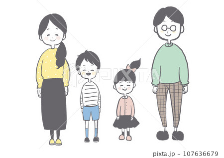 お父さんお母さんお兄ちゃん妹の家族イラストのイラスト素材 [107636679] - PIXTA