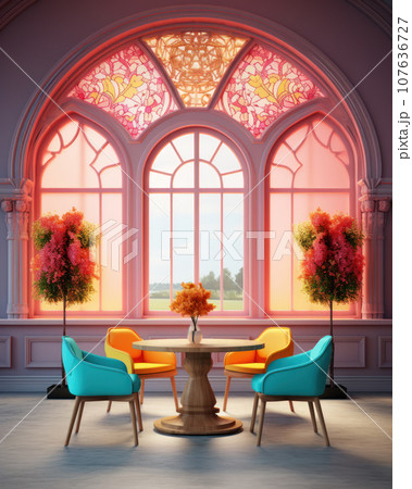 A very bright and colorful living room A very bright and colorful living room 107636727