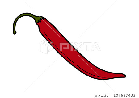 Vector abstract isolated image of Red hot Chili pepper in trendy bright colors. Sticker. Icon. EPS 107637433