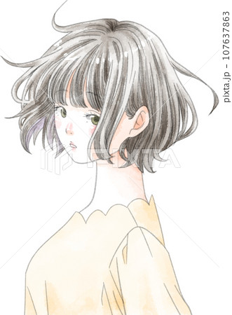 すまし顔の女性 107637863