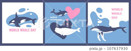 Banner World Whale Day to protect marine mammals, flat vector illustration. Banner World Whale Day to protect marine mammals, flat vector illustration. 107637930