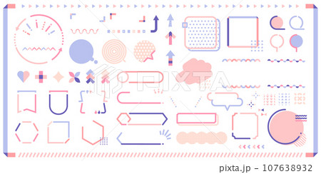 幾何学なあしらいセット _ パステル ベクター デザイン コピースペース 107638932