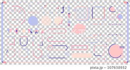幾何学なあしらいセット _ パステル ベクター デザイン コピースペース 107638932