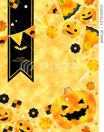 ハロウィンのイラスト背景、縦型・縦位置 107638955