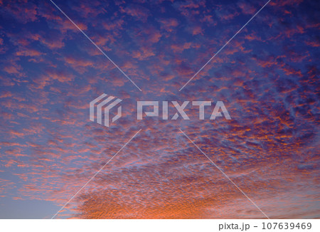 鮮かで美しい秋の夕焼け 107639469
