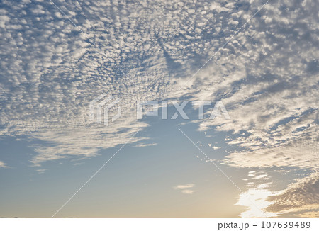 鮮かで美しい秋の夕焼け 107639489