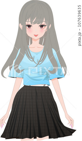 笑顔の若い可愛い女の子膝上のイラスト 107639635
