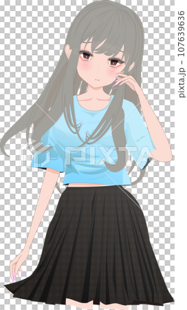 考える・元気のないそっけない可愛い女の子膝上のイラストのイラスト