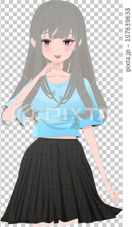 一個可愛的女孩跪著談話的插圖 107639638