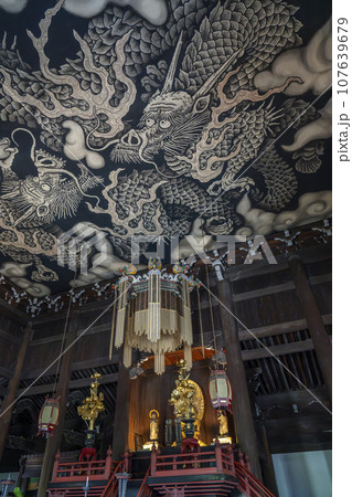 建仁寺の法堂に描かれたダイナミックな双龍図 建仁寺の法堂に描かれたダイナミックな双龍図 107639679