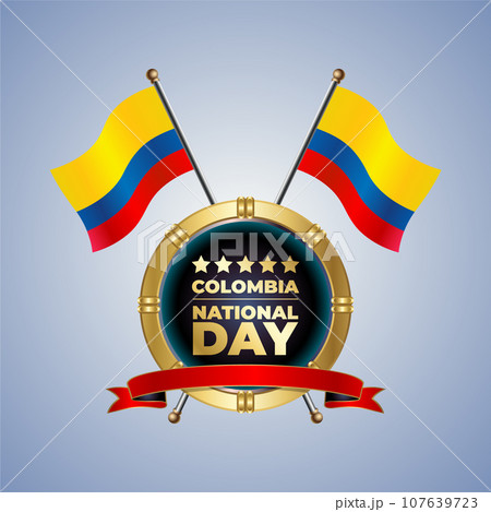 Small National flag of Colombia on Circle With garadasi color background Small National flag of Colombia on Circle With garadasi color background 107639723
