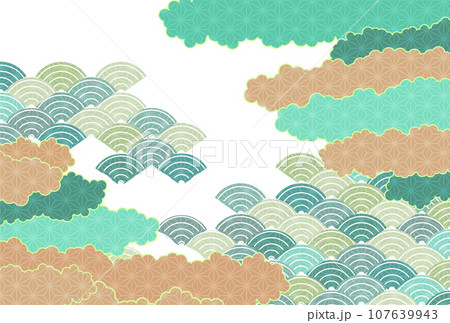 波　和柄　年賀状　背景 107639943