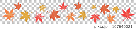 White background wallpaper of horizontal lines of maple leaves 107640021