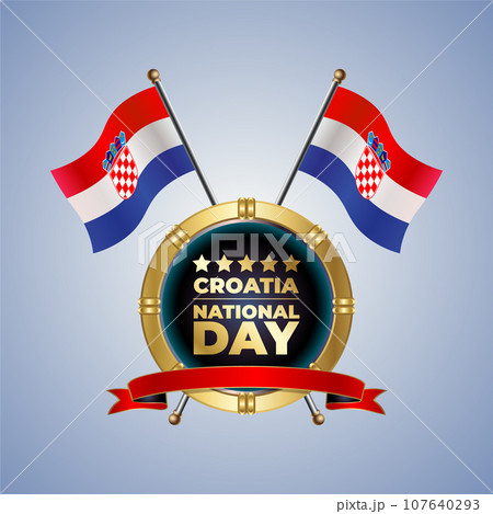 Small National flag of Croatia on Circle With garadasi color background 107640293