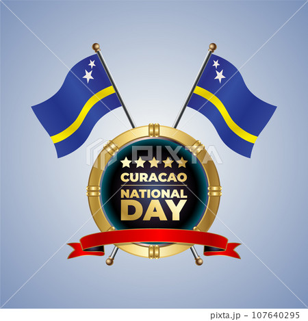 Small National flag of Curacao on Circle With garadasi color background Small National flag of Curacao on Circle With garadasi color background 107640295