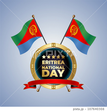 Small National flag of Eritrea on Circle With garadasi color background 107640308
