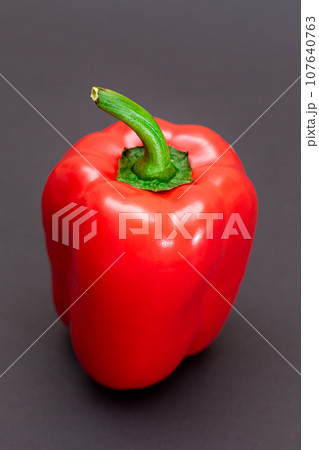 Red Bell Pepper on Black Background Red Bell Pepper on Black Background 107640763