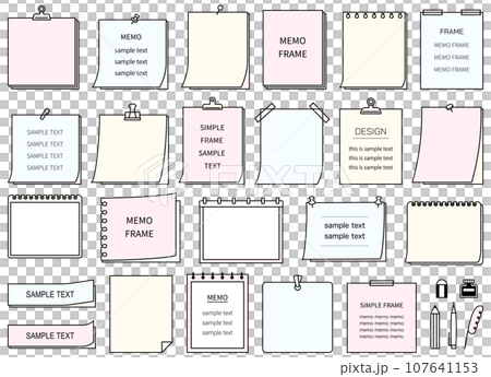 Memo frame set frame decoration stylish cute notebook clip sticky note simple stationery 107641153