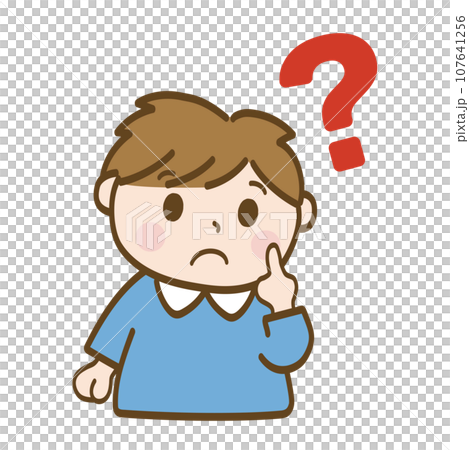 Hatena? A nursery school boy wonders Hatena? A nursery school boy wonders 107641256