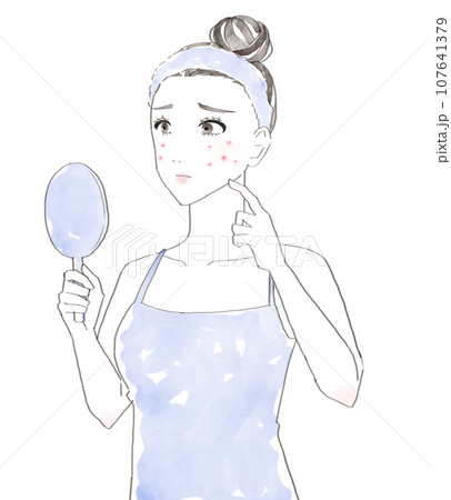 ニキビに悩む女性 ニキビに悩む女性 107641379